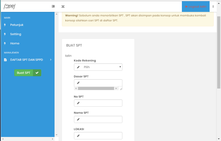 Aplikasi Manajemen Surat Perintah Tugas